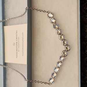 NIB Touchstone Crystal To A Point Necklace with Clear Crystals, 1592N-14